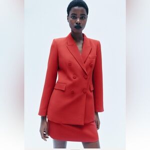 ZARA 2 PIECES MATCHING SET TAILORED DOUBLE BREASTED JACKET AND HIGH WAIST SKIRT